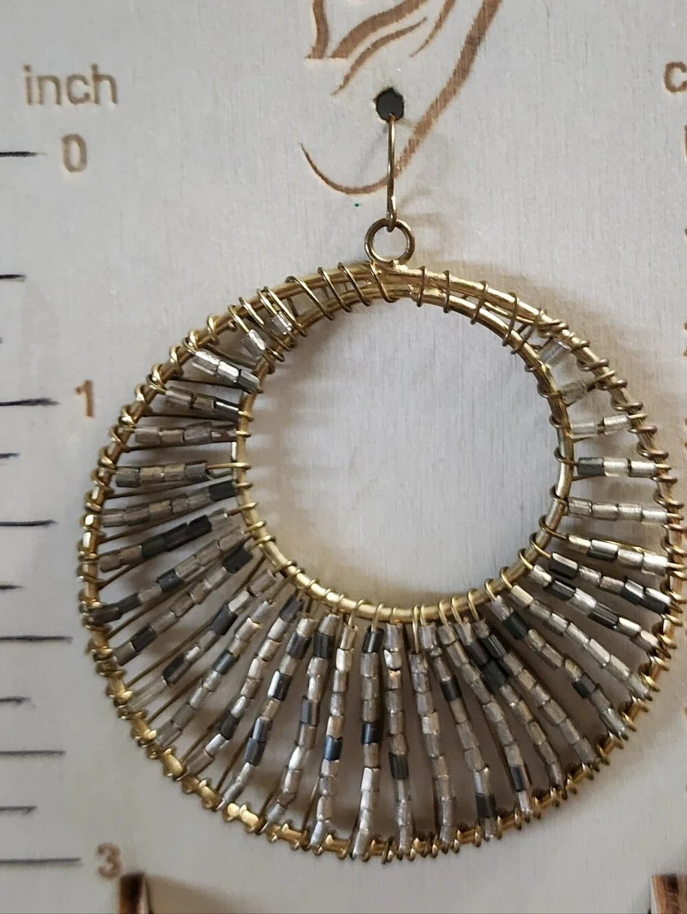 Goldtone Beaded Hoop Earrings